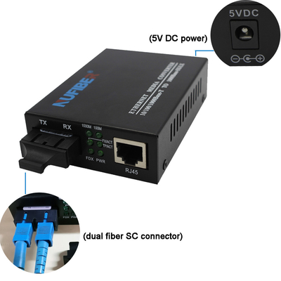convertisseur optique de fibre de Sc du SM 1310nm 20km de duplex de convertisseur de 10/100M Fiber Optic Media