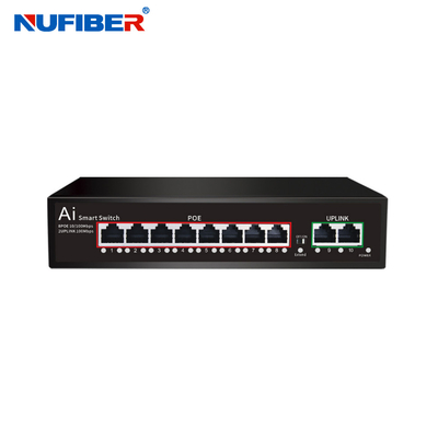 8xFE puissance de port d'UTP de la liaison montante POE + 2FE au-dessus du commutateur POE d'Ethernet pour des caméras d'IP de télévision en circuit fermé