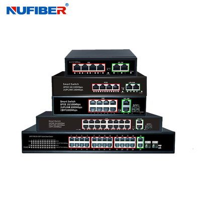 Commutateur Unmanaged POE 4 de fibre d'Ethernet d'ODM de gigabit 8 16 24 ports 10/100M 48V