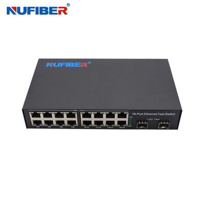 OEM 16 ports UTP Gigabit 2 ports SFP 10/100/1000 Base-T 16 ports à 2*1.25G Module SFP Commutateur Ethernet à fibre
