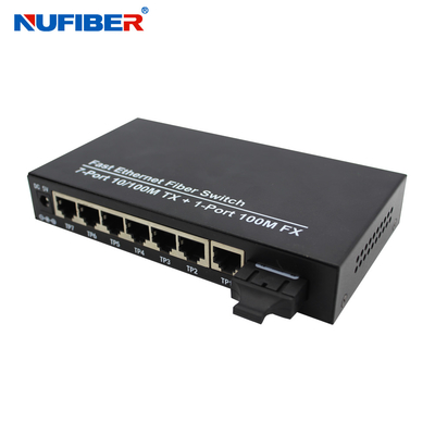 10/100M 7 double commutateur de fibre optique d'Ethernet du SM 1310nm 20km de fibre de port gauche de la fibre rj45+1