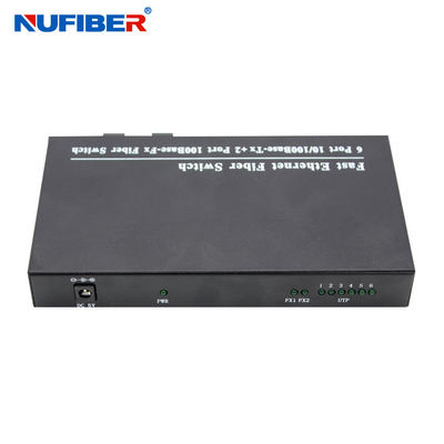 10/100M port gauche de la fibre 6 rj45+2 avec le commutateur de fibre optique simple d'Ethernet de Sc 1310nm/1550nm 20km de fibre