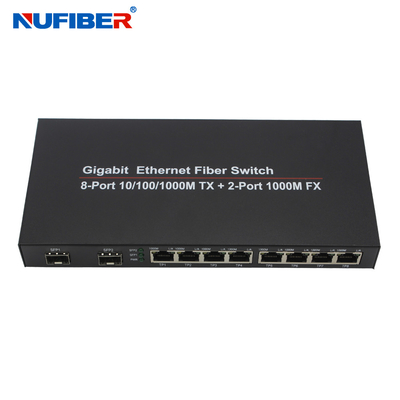 10/100/1000M convertisseur optique gauche de 8 de Rj45+2 SFP de port de fibre d'Ethernet médias de commutateur