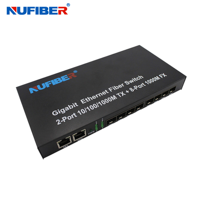 10/100/1000M convertisseur optique gauche de 8 de SFP+2 Rj45 de port de fibre d'Ethernet médias de commutateur