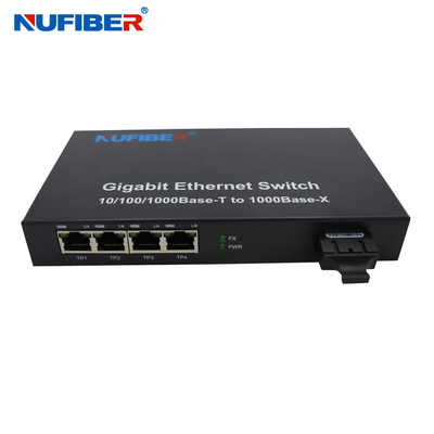 1000M port gauche de la fibre 4 Rj45+1 avec le double commutateur optique d'Ethernet de fibre de Sc 1310nm de fibre de SM