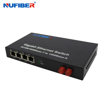1000M port gauche de la fibre 4 Rj45+1 avec le double commutateur optique d'Ethernet de fibre de la fibre FC 1310nm de SM